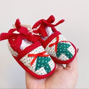 Christmas Tree Baby Booties Fabric Sz 1